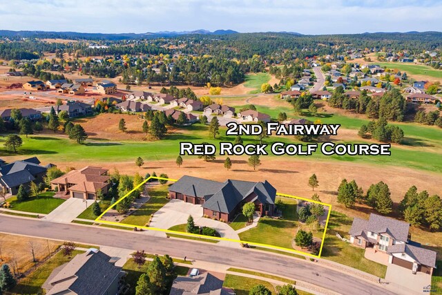 6717 Kennemer Dr, Rapid City, SD 57702 - aerial view of residential area featuring property boundaries highlighted and a local golf course
