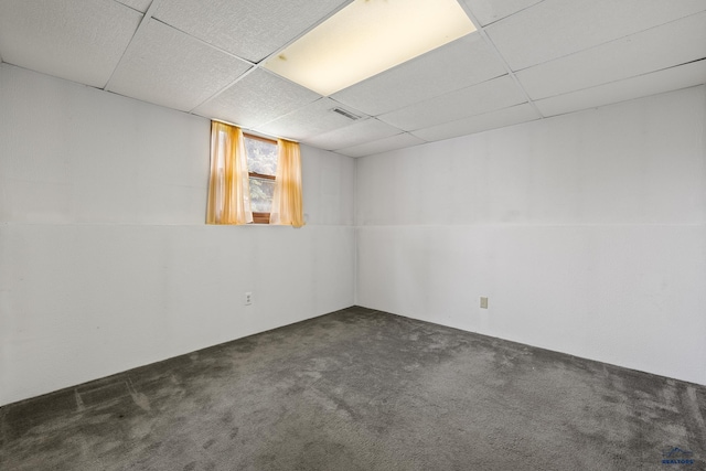 6312 Fairway Dr, Black Hawk, SD 57718 - basement with dark colored carpet and a drop ceiling