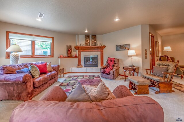 6516 Muirfield Dr, Rapid City, SD 57702 - carpeted living room featuring recessed lighting and a fireplace