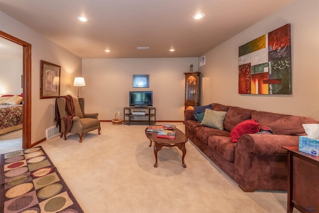 6516 Muirfield Dr, Rapid City, SD 57702 - living room with light colored carpet, recessed lighting, and baseboards
