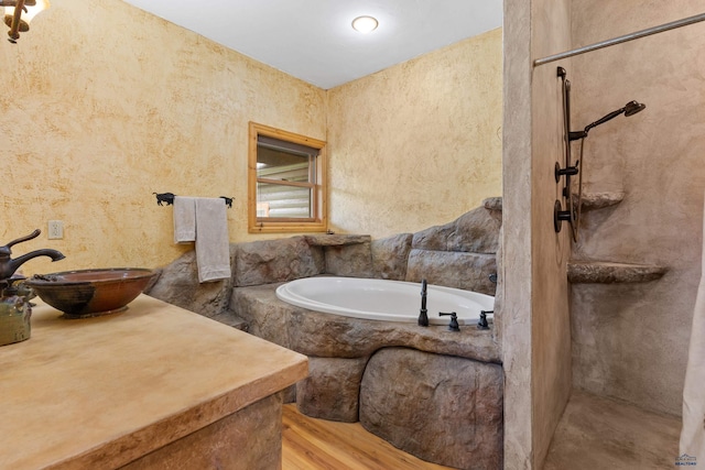 22600 Jenny Gulch Rd Unit 22600/22636Jenny, Gulch Rd, Rapid City, SD 57702 - full bathroom with a sink, a shower, a garden tub, and wood finished floors