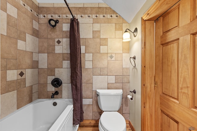 22600 Jenny Gulch Rd Unit 22600/22636Jenny, Gulch Rd, Rapid City, SD 57702 - full bath with tile walls, toilet, and shower / bath combo with shower curtain