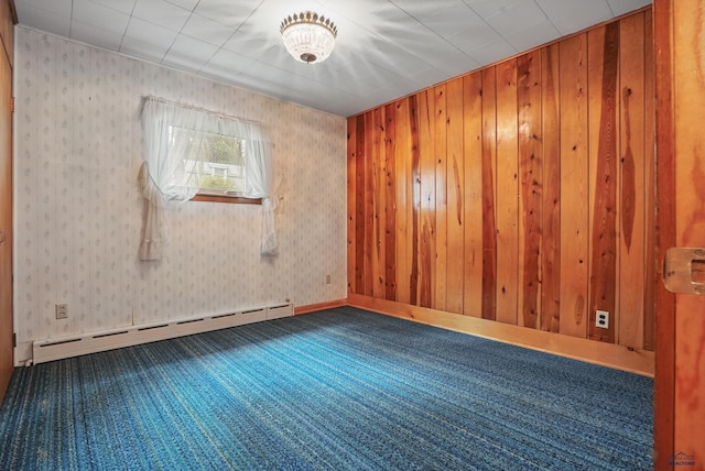 12384 Stannum Pl, Hill City, SD 57745 - carpeted empty room featuring baseboard heating and wood walls