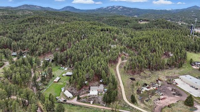 12384 Stannum Pl, Hill City, SD 57745 - aerial view of property and surrounding area with a heavily wooded area and a mountain backdrop