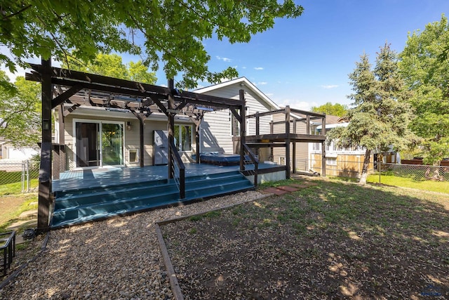 1215 Range View Cir, Rapid City, SD 57701 - back of property featuring a pergola and a wooden deck