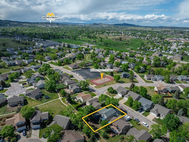 1215 Range View Cir, Rapid City, SD 57701 - aerial view of residential area featuring property parcel outlined and mountains