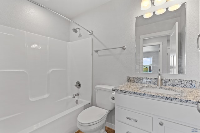 416 Henry Potter Rd, Box Elder, SD 57719 - full bath with vanity, bathtub / shower combination, toilet, and a textured wall