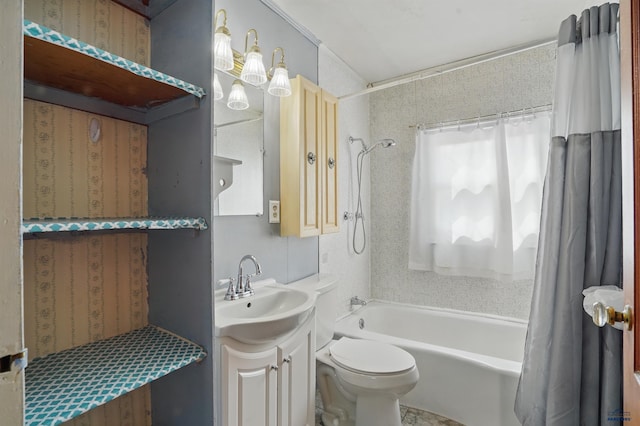 1905 5th St, Rapid City, SD 57701 - full bathroom featuring vanity, shower / tub combo with curtain, and toilet
