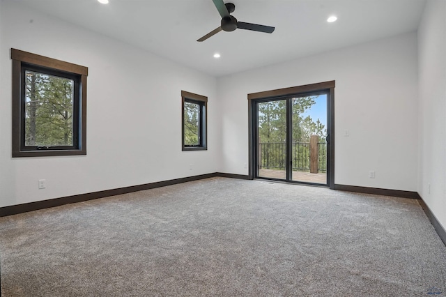 12290 Prairie View Loop, Whitewood, SD 57793 - carpeted empty room with recessed lighting, baseboards, and a ceiling fan