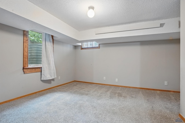 902 Fulton St, Rapid City, SD 57701 - below grade area with carpet flooring, healthy amount of natural light, a textured ceiling, and baseboards