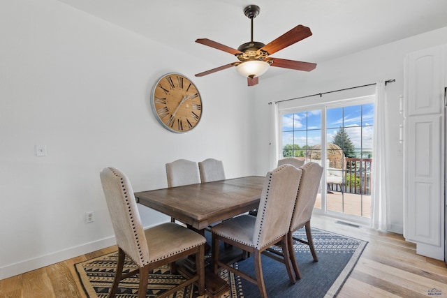 7155 Mulberry Dr, Summerset, SD 57718 - dining area with ceiling fan, baseboards, and light wood-style floors