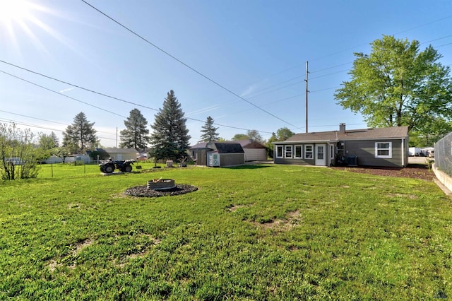 426 E Oakland, Rapid City, SD 57701 - view of yard featuring an outdoor fire pit and central air condition unit