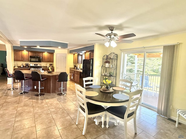 1222 Foothill Dr, Spearfish, SD 57783 - dining space with a ceiling fan and light tile patterned floors