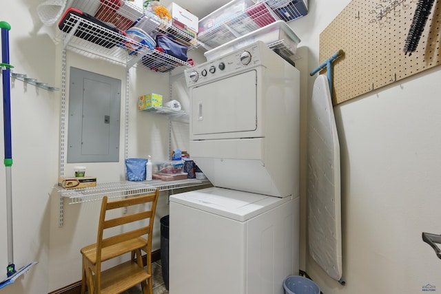 4035 Fairway Hills Dr, Rapid City, SD 57702 - laundry room with stacked washing machine and dryer and electric panel