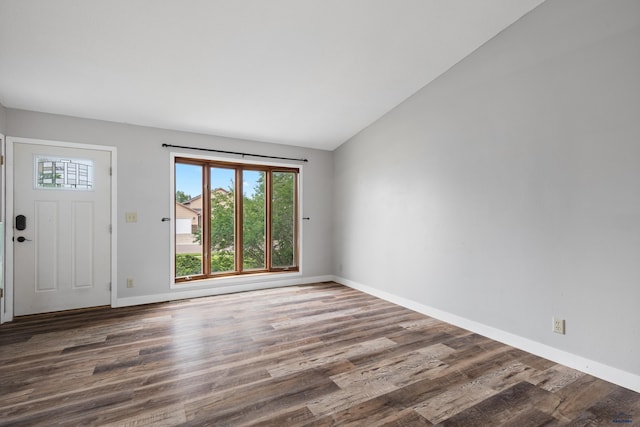 1705 Copperdale Dr, Rapid City, SD 57703 - entryway featuring wood finished floors, baseboards, and lofted ceiling