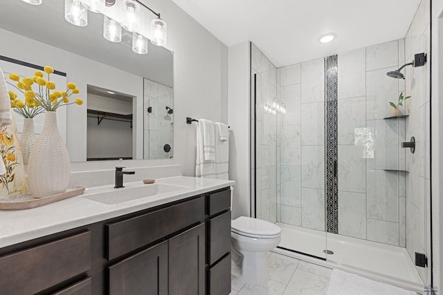 1246 Pinnacle Ct, Rapid City, SD 57701 - full bathroom featuring marble finish flooring, vanity, a shower stall, and recessed lighting