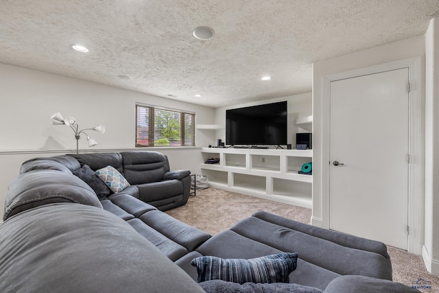 2909 Hoefer Ave, Rapid City, SD 57701 - carpeted living room featuring a textured ceiling and recessed lighting