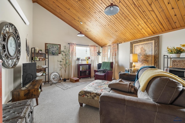 5400 Cedar Dr, Black Hawk, SD 57718 - carpeted living area featuring vaulted ceiling and wood ceiling