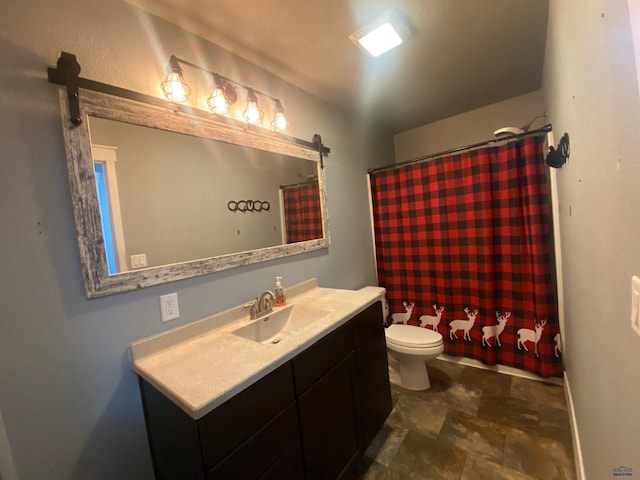 10049 Kaelem Ct, Summerset, SD 57718 - bathroom with vanity, curtained shower, and stone finish floors