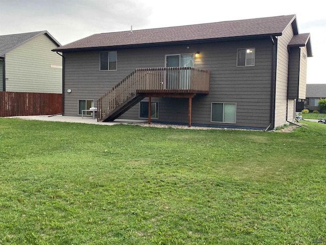 10049 Kaelem Ct, Summerset, SD 57718 - back of house featuring stairway, a patio, a deck, and roof with shingles
