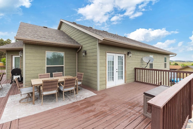 6401 Mountain Meadow Rd, Black Hawk, SD 57718 - wooden deck featuring french doors, outdoor dining area, and area for grilling