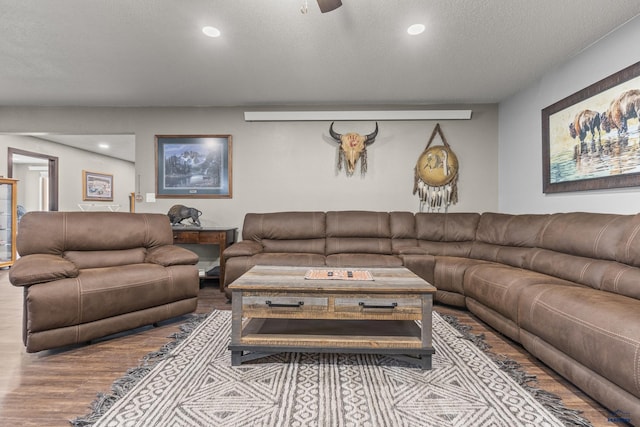 5642 Bob Ln, Black Hawk, SD 57718 - living room featuring wood finished floors, recessed lighting, and a textured ceiling