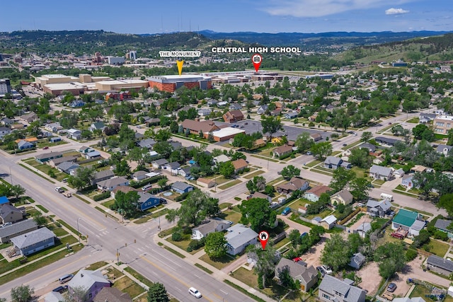 911 Haines Ave, Rapid City, SD 57701 - aerial overview of property's location with a mountainous background