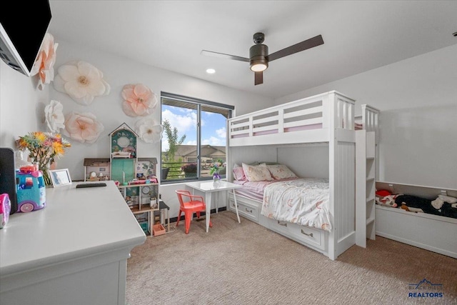 2147 Talisker Ave, Spearfish, SD 57783 - carpeted bedroom featuring a ceiling fan and recessed lighting