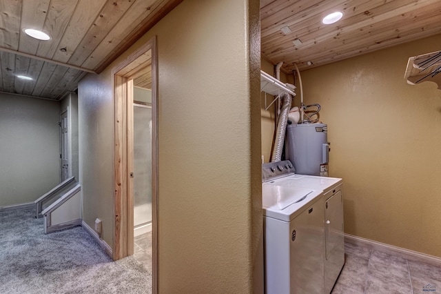 23217 Carbon Loop, Rapid City, SD 57702 - laundry room with water heater, separate washer and dryer, wood ceiling, and recessed lighting