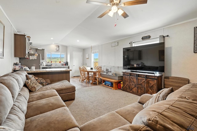 3053 Trailhead Loop, Sturgis, SD 57785 - living room featuring lofted ceiling and ceiling fan