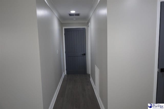 hallway featuring dark hardwood / wood-style flooring