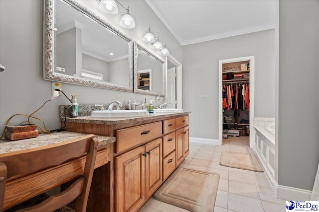 526 Shannon Rd, Marion, SC 29571 - full bath with double vanity, a sink, ornamental molding, and tile patterned flooring