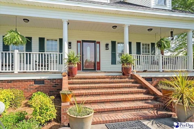 526 Shannon Rd, Marion, SC 29571 - doorway to property featuring a porch and a shingled roof