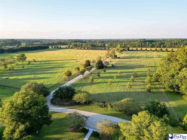 bird's eye view with a rural view