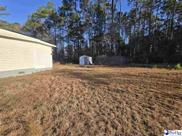 view of yard featuring an outdoor structure