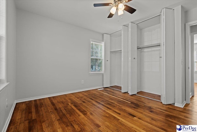 1933 3rd Loop Unit A, Florence, SC 29501 - unfurnished bedroom featuring wood finished floors, baseboards, and a ceiling fan