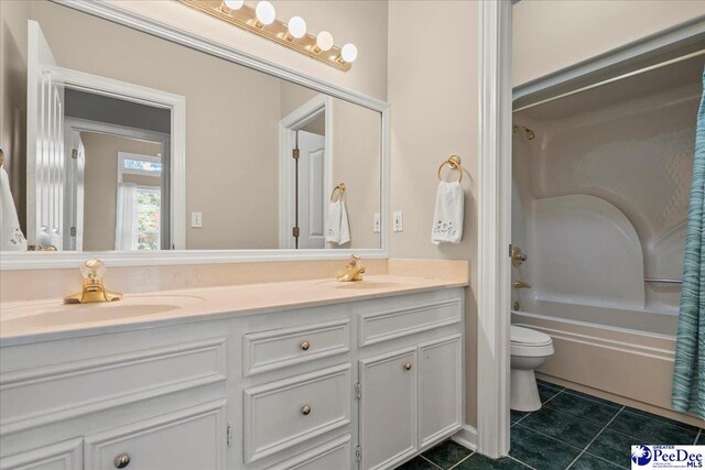 3401 Sussex Ct, Florence, SC 29501 - full bathroom with double vanity, tile patterned floors, and tub / shower combination