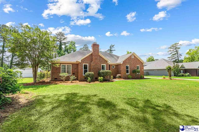 4128 W Pelican Ln, Florence, SC 29501 - ranch-style home with a chimney, a front yard, brick siding, and crawl space