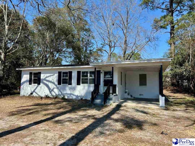 view of front of house with crawl space