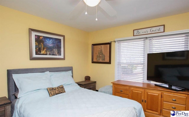 bedroom featuring ceiling fan