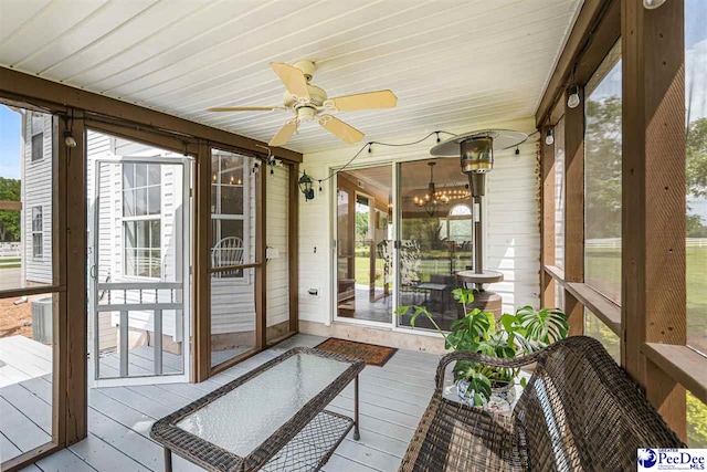 868 Moonshadow Ln, Darlington, SC 29540 - sunroom with ceiling fan