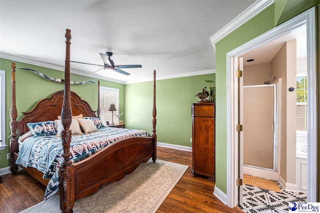 868 Moonshadow Ln, Darlington, SC 29540 - bedroom featuring crown molding, wood finished floors, and a ceiling fan