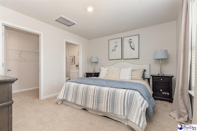 597 Strawberry Field Way, Galivants Ferry, SC 29544 - bedroom featuring carpet flooring, a walk in closet, baseboards, ensuite bathroom, and a closet
