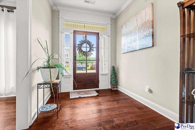 3106 Wainwright Ct, Florence, SC 29501 - foyer with crown molding, baseboards, and wood finished floors
