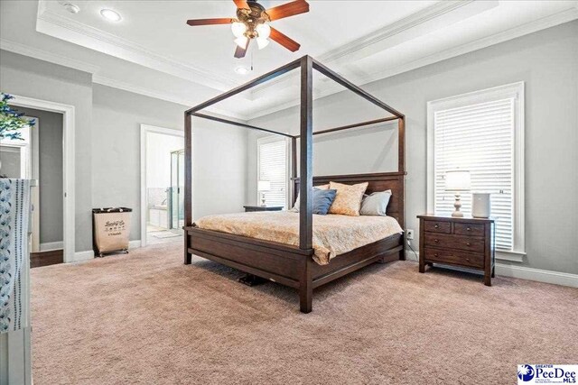 3106 Wainwright Ct, Florence, SC 29501 - carpeted bedroom featuring crown molding, baseboards, and ceiling fan