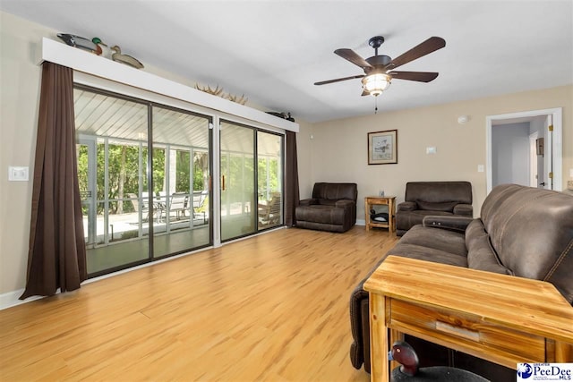 2963 Miss Annie Ct, Gresham, SC 29544 - living area featuring light wood-style floors, baseboards, ceiling fan, and a wealth of natural light