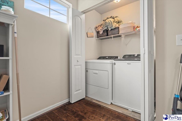 1200 Turtle Dove Dr, Effingham, SC 29541 - washroom featuring independent washer and dryer and dark wood-style floors