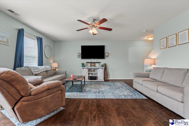 1200 Turtle Dove Dr, Effingham, SC 29541 - living area featuring a ceiling fan and wood finished floors