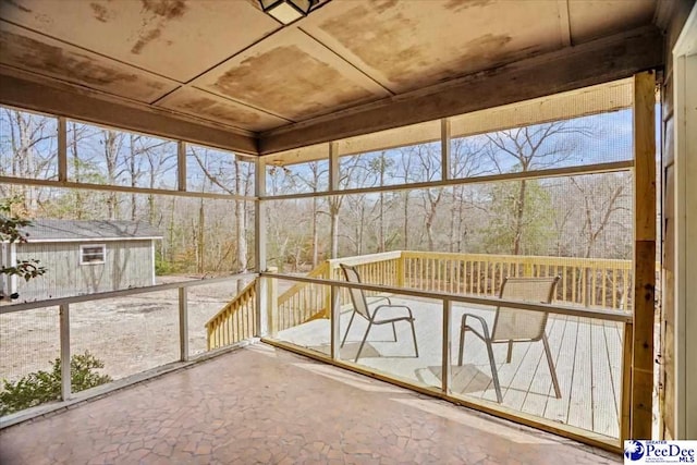 view of unfurnished sunroom