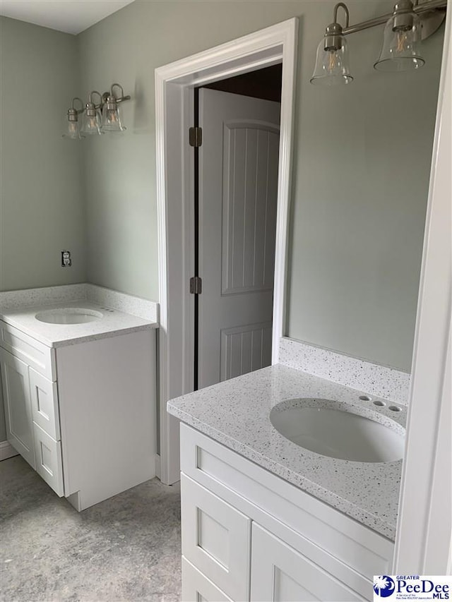 bathroom featuring two vanities and a sink